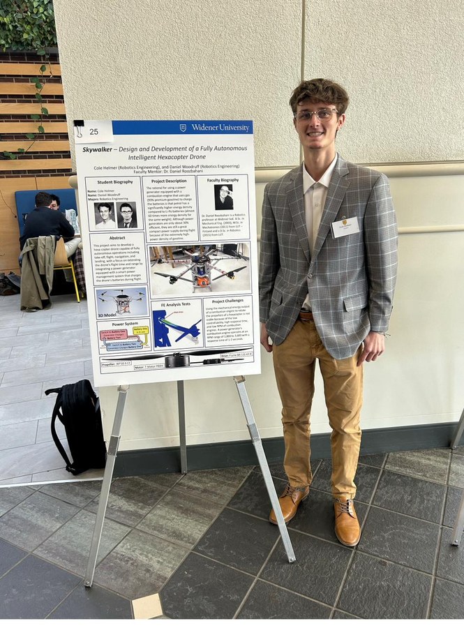 Cole presenting the Skywalker III poster at Widener's High-Impact Educational Practices Fair